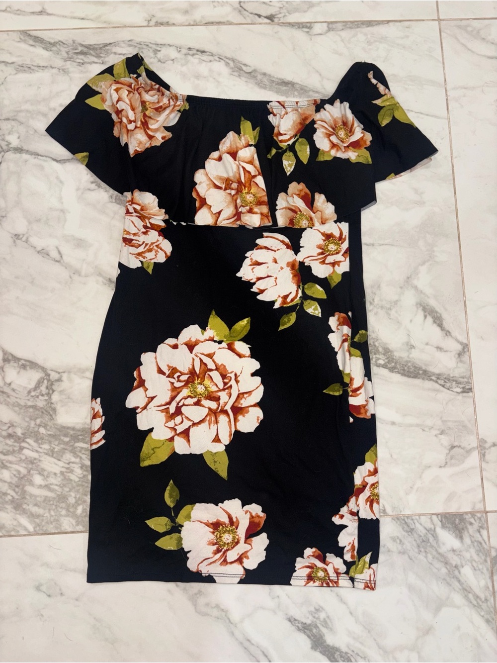 LaBanga Off Shoulder Floral Bodycon Mini Dress Made USA